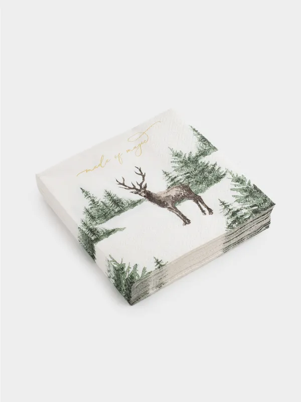 Салфетки бумажные, 21х21 см, 20 см, Woodland story, image-1