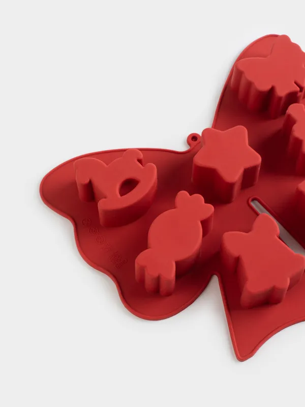 Форма для выпечки кексов, 18х21 см, 7 отд, силикон, красная, Бант, Bakery color, image-2