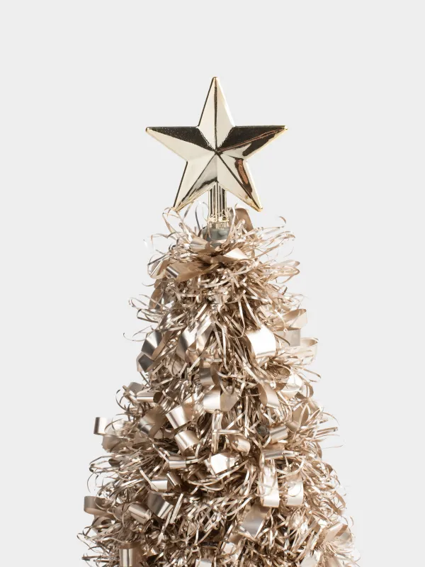 Ель искусственная, 25 см, мишура/пластик, шампань, Крупная мишура, Tinsel christmas, image-1