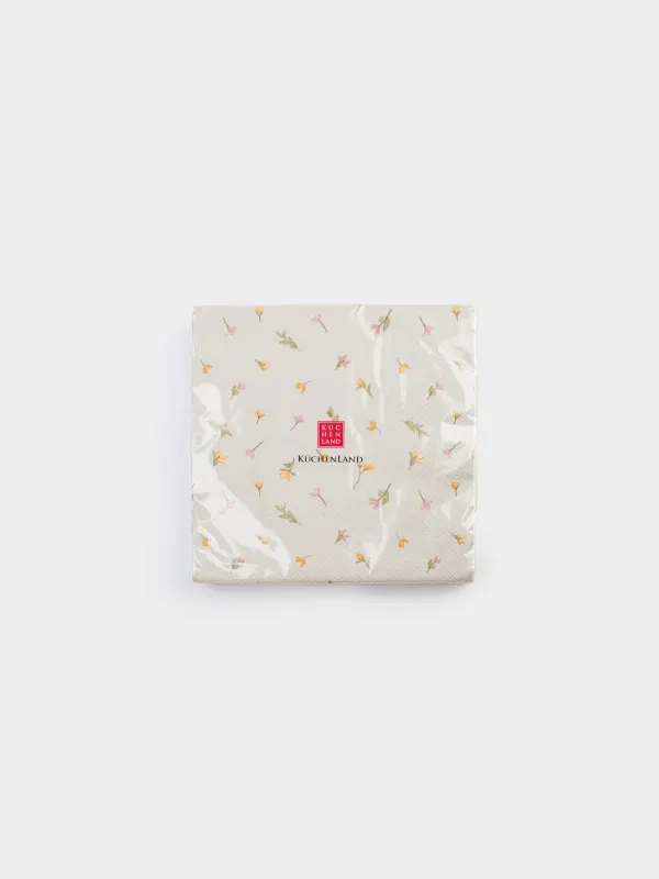 Салфетки бумажные, 33х33 см, 20 шт, квадратные, бежевые, Весенние цветы, Flowery, image-4