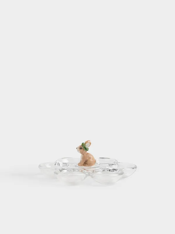 Блюдо пасхальное, 18 см, 6 отд, стекло/полирезин, Кролик, Clear figure, image-0