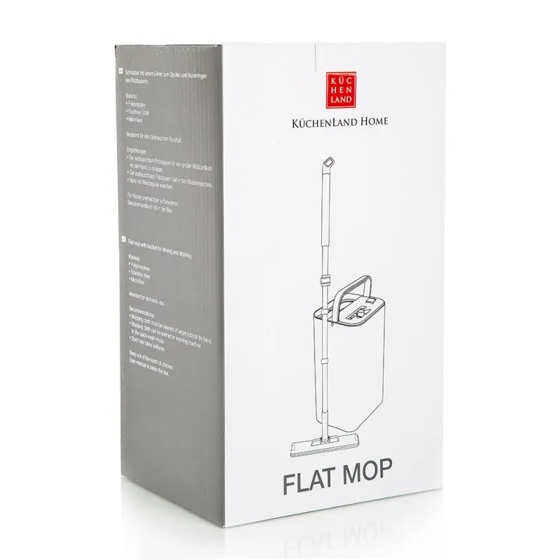 Швабра с ведром, с отжимом и очисткой, прямоугольная, бело-лиловая, Mop, image-10