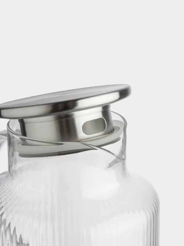 Кувшин, 1,7 л, с крышкой-фильтром, стекло Б/сталь, Ribby, image-4