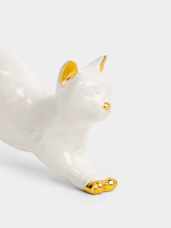 Держатель для украшений, 10 см, полирезин, золотисто-молочный, Кот, Cat, image-2