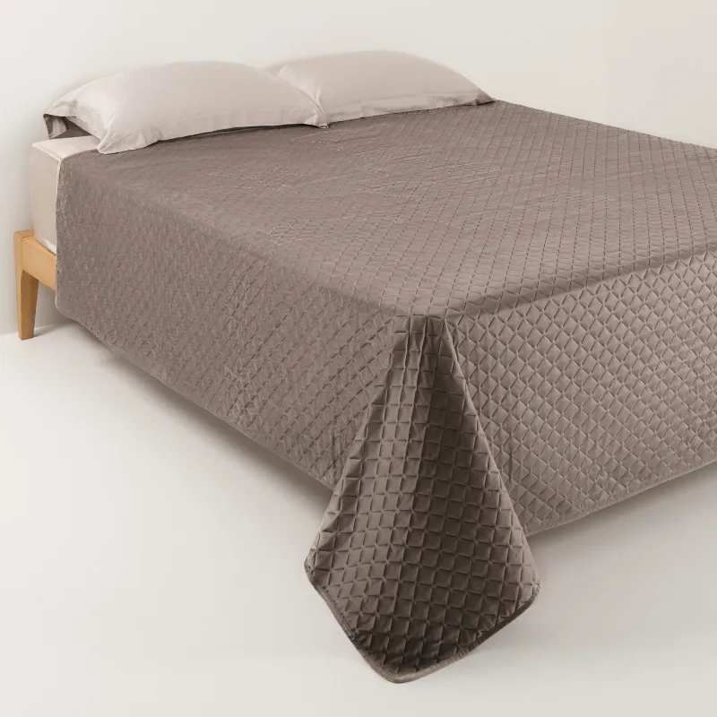 Покрывало, 220х240 см, стеганое, вельвет/микрофибра, сиреневое, Stitch velvet