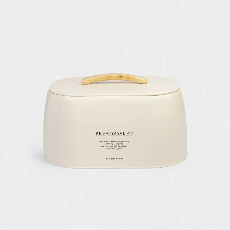 Хлебница, 33х23х18 см, металл/дерево, овальная, молочная, Course