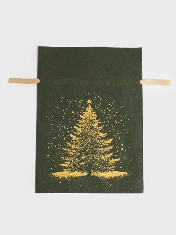 Мешок подарочный, 40х56 см, с завязками, полипропилен, зеленый, Ель, Night spruce, image-0