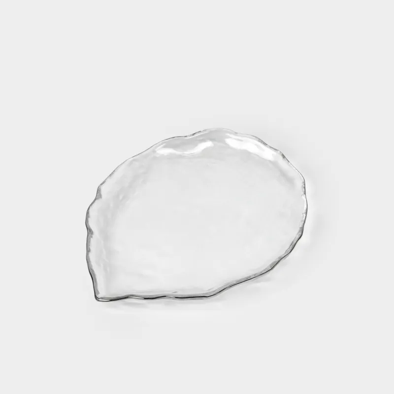Блюдо, 25х21 см, стекло, с серебристым кантом, Лепесток, Nautilus silver