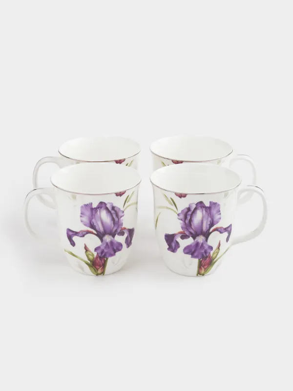 Кружка, 400 мл, 4 шт, фарфор F, с серебристым кантом, Ирис, Antarctica Flowers, image-2