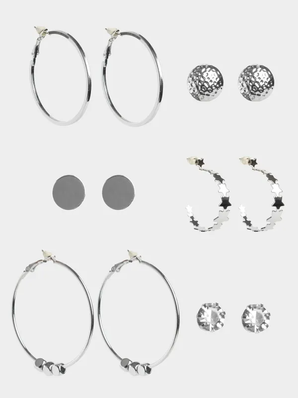 Серьги-пусеты, 12 шт, металл, серебристые, Jewelry, image-1