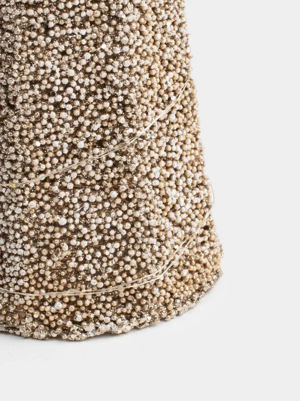 Ель-конус, 60 см, с подсветкой, полиэстер/металл, шампань, Заснеженная ель, Frosty sparks, image-2