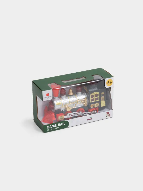 Игрушка, 28х16 см, музыкальная, с подсветкой, пластик, серебристо-черная, Поезд, Game rail, image-7