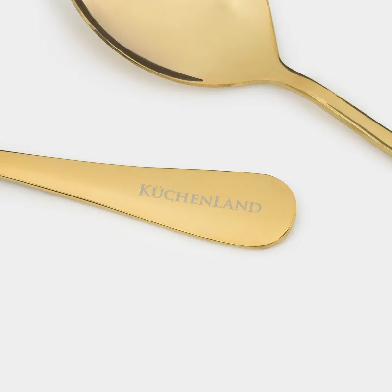 Приборы для сервировки салата, 20 см, 2 пр, ложка/вилка, сталь, золотистые, Classic gold, image-2