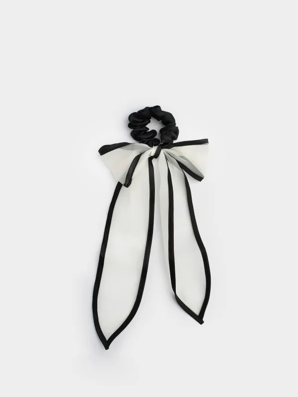 Резинка для волос, 29 см, с бантом, полиэстер, бежево-черная, Hairstyle, image-0