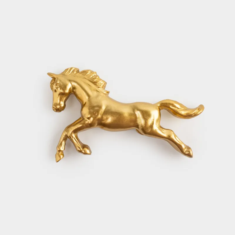 Магнит, 9 см, полирезин, золотистый, Конь, Horse gold