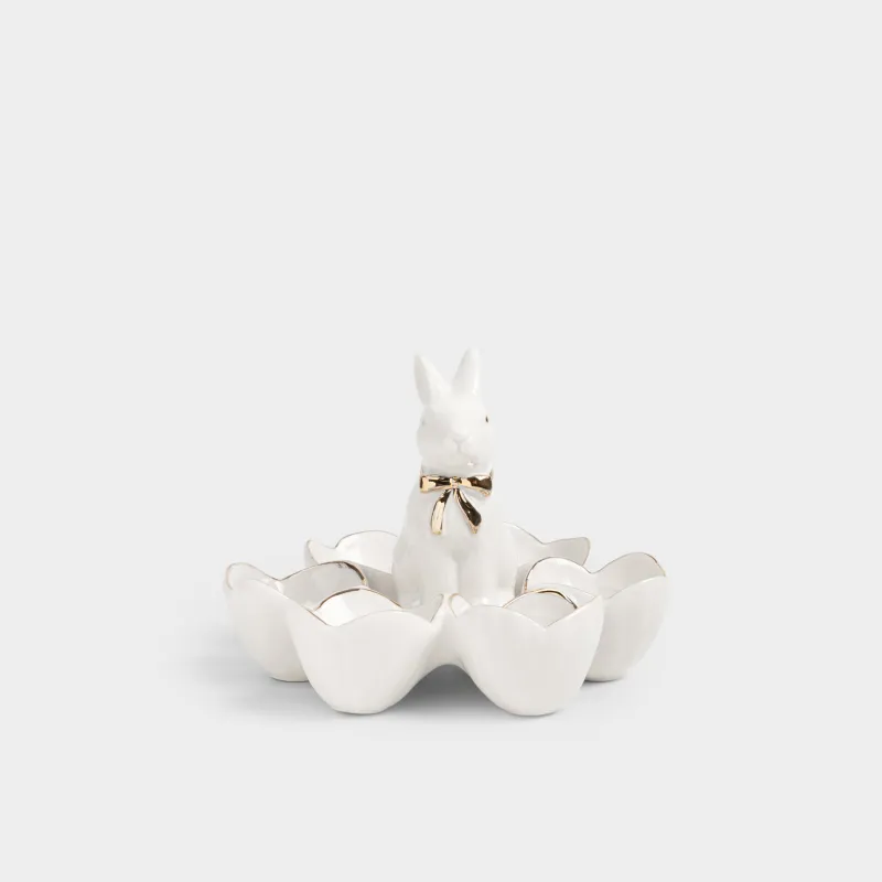 Блюдо пасхальное, 15 см, 6 отд, фарфор P, молочно-золотистое, Кролик, Rustic Easter