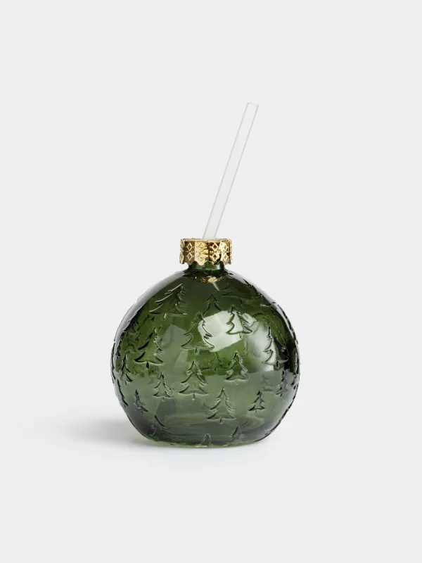 Банка для напитков, 580 мл, с трубочкой, Шар, Christmas drink, image-0