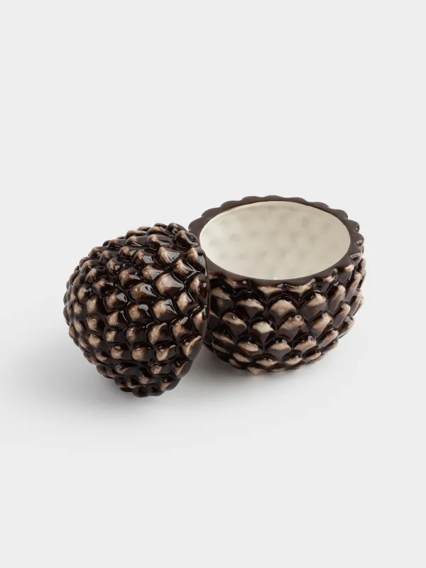 Емкость для хранения, 12х15 см, 490 мл, керамика, коричневая, Шишка, Winter delice, image-3