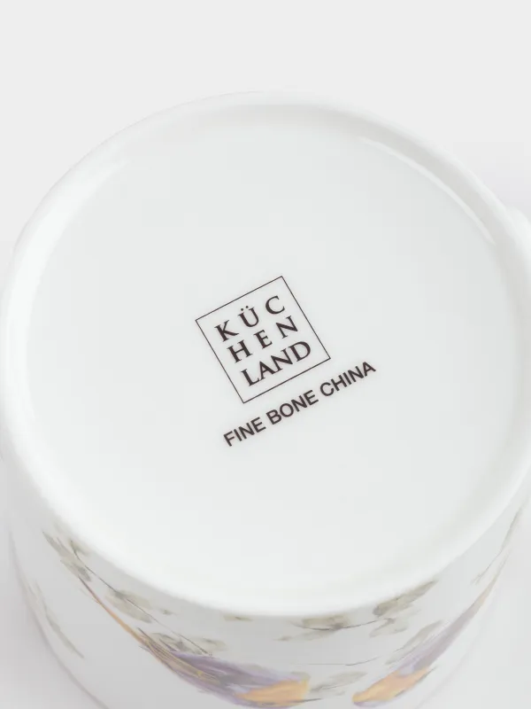 Кружка, 380 мл, фарфор F, с золотистым кантом, Расписной малюр, Paradise bird, image-3