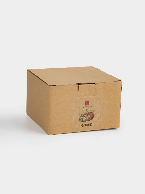 Кокотница, 11 см, 340 мл, с крышкой, керамика, оранжево-зеленая, Тыква, Gourd, image-5