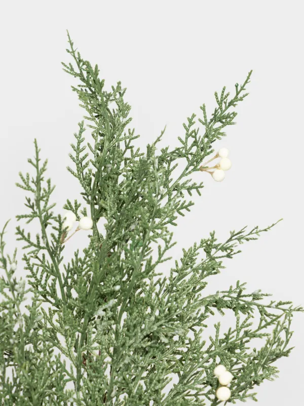 Ветка декоративная, 63 см, Хвоя с белыми бусинами, Conifer decor, image-1
