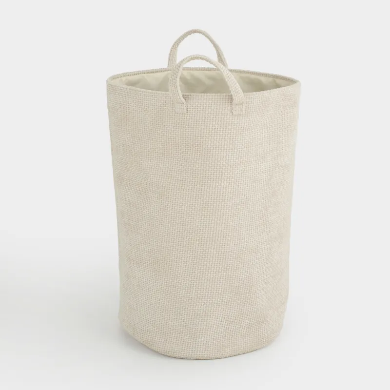 Сумка для хранения белья, 55x36 см, с ручками, полиэстер, круглая, молочная, Laundry, image-0