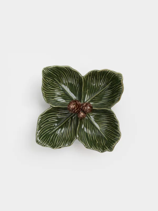 Менажница, с декором, 24х6 см, 4 отд, керамика, зеленая, Шишки на еловых ветках, Forest whispers, image-1