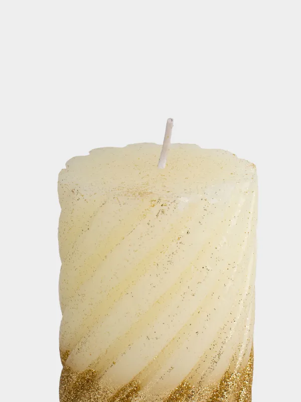 Свеча, 8х14 см, цилиндрическая, с блестками, Spiral shap, image-2