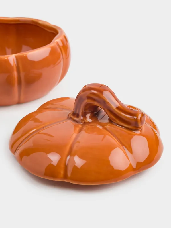 Емкость для хранения, 13х10 см, 390 мл, керамика, оранжево-коричневая, Тыква, Forest symphony, image-3