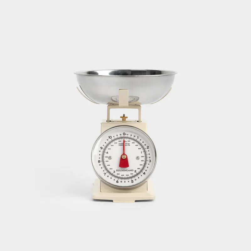 Весы кухонные, 21х22 см, механические, с миской, пластик/сталь, молочные, Vintage kitchen