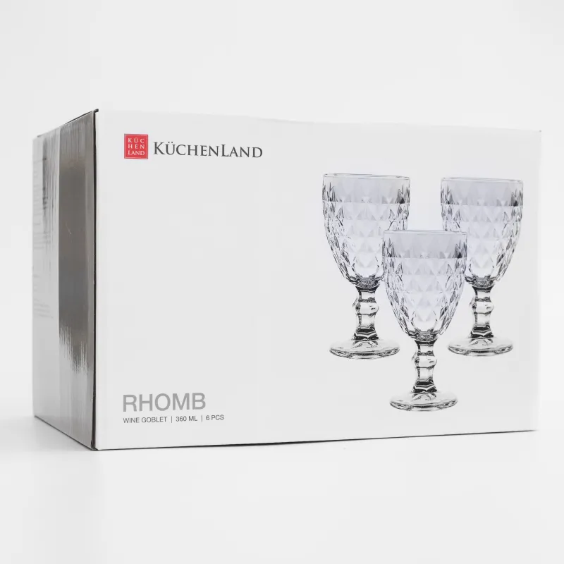 Бокал-кубок для вина, 360 мл, 6 шт, стекло Р, Rhomb, image-5