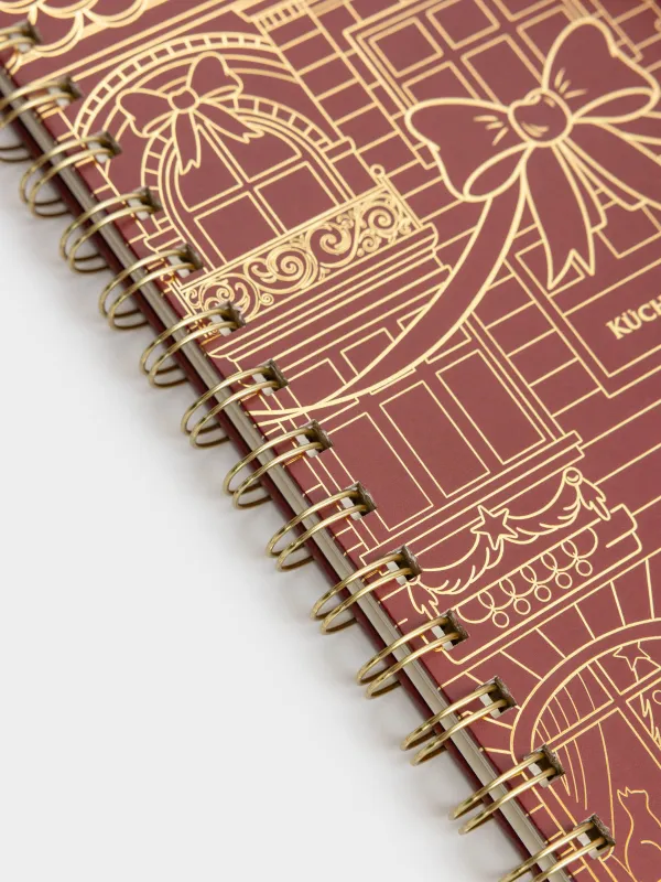 Блокнот для записей, 15х20 см, 80 листов, с ручкой, на кольцах, Stationery gold, image-1