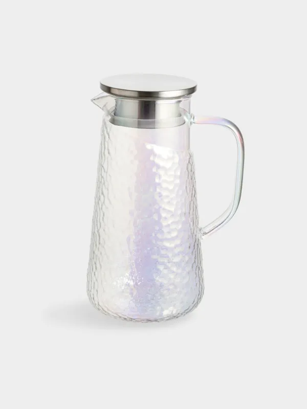 Кувшин, 1,2 л, с крышкой-фильтром, стекло Б/сталь, перламутр, Ripply polar, image-0