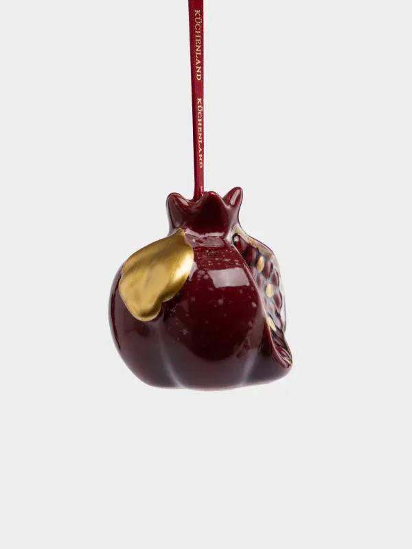 Игрушка елочная, 7 см, Гранат с листом, Fruits, image-2