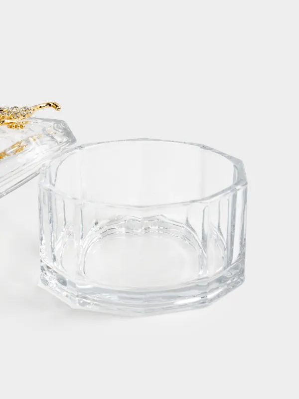 Емкость для хранения, 12х14 см, 300 мл, стекло Р/металл, Золотистая ящерица, Alid, image-3