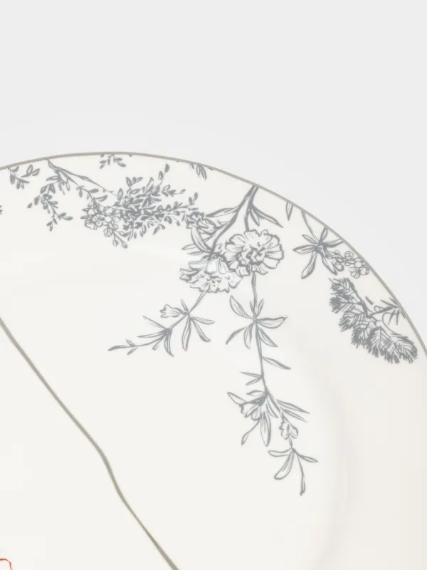 Тарелка обеденная, 29 см, фарфор N, белая, с серебристым кантом, Лошадь, Kairon horse, image-3