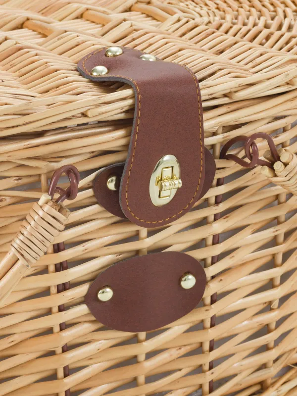 Корзина для пикника, 42х30 см, 4 перс, 25 пр, с пледом, лоза, овальная, коричневая, Picnic, image-3