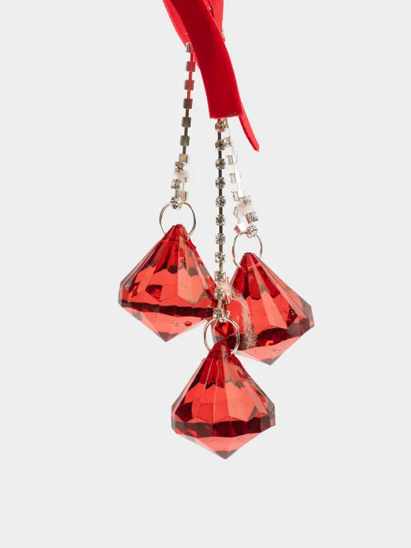 Игрушка елочная, 3 см, акрил, красная, Кристаллы, Ice crystal, image-1