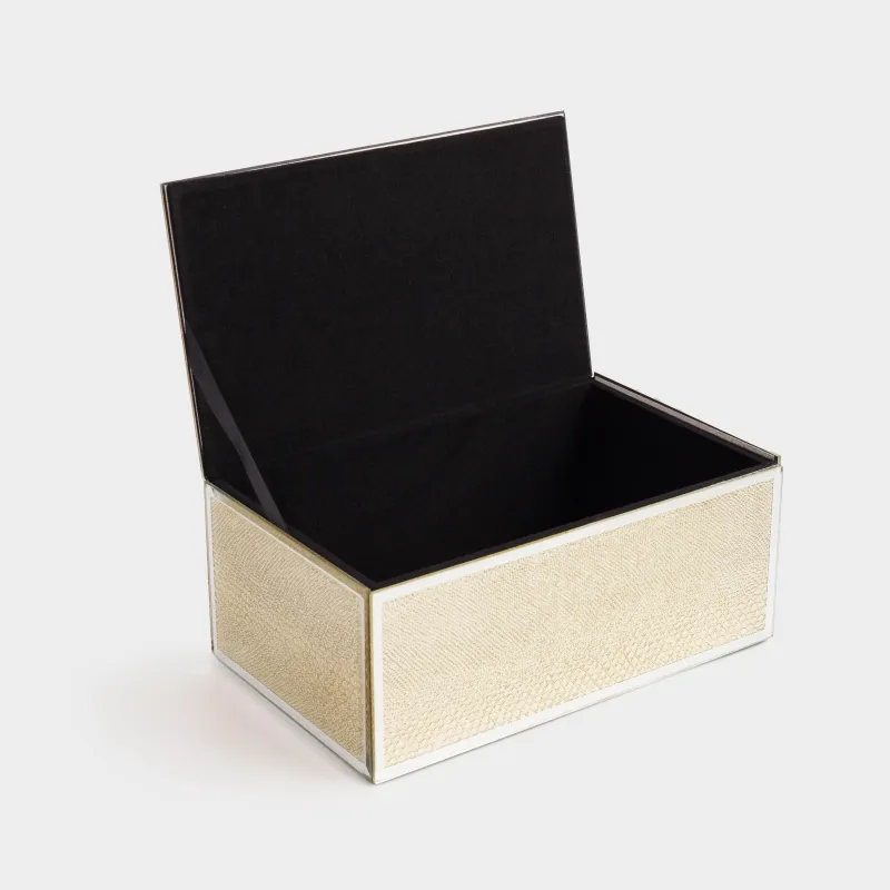 Шкатулка для украшений, 21х13 см, стекло, золотистая, Змеиный принт, Snake print, image-6