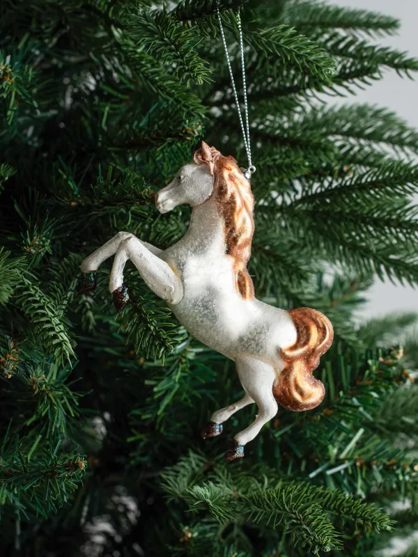 Игрушка елочная, 12х10 см, стекло, Figure horse, image-4