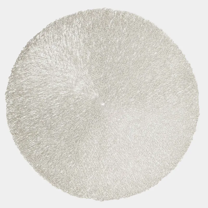 Салфетка под приборы, 38 см, ПВХ, круглая, золотистая, Паутинка, Azhur