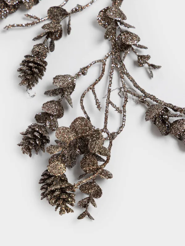 Венок рождественский, 40 см, Шишки, Bronze decor, image-2