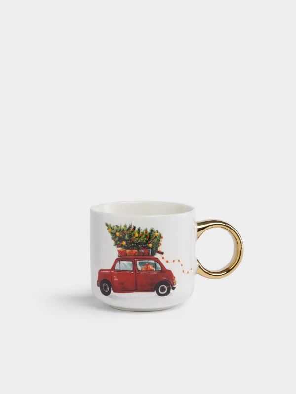 Кружка, 360 мл, Машина c елкой, Red car, image-0