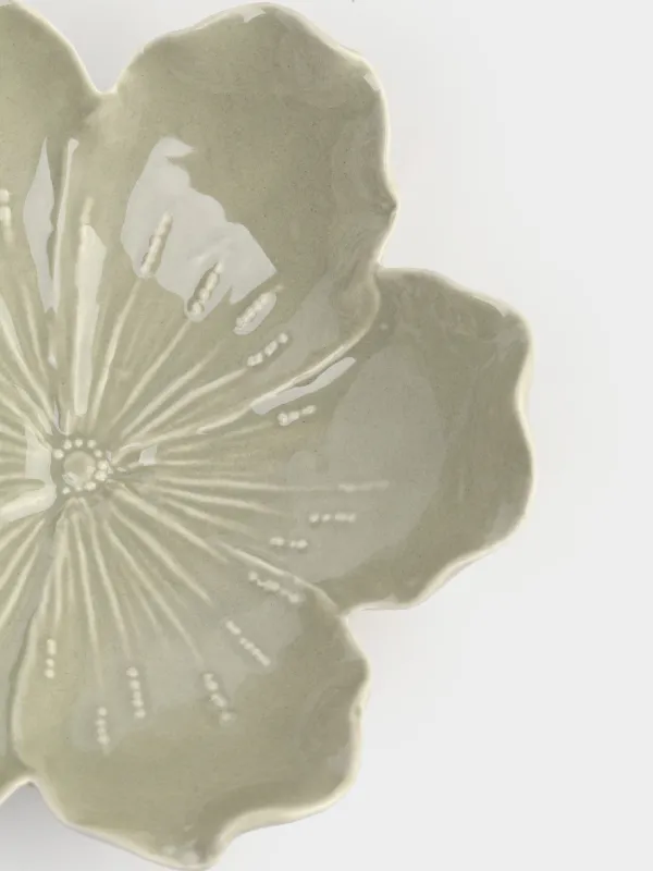 Блюдо глубокое, 18x6 см, фарфор P, зеленое, Цветок, Bloome, image-3