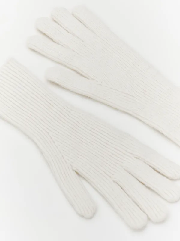 Перчатки женские, единый размер, акрил/полиэстер/нейлон, молочные, Knitting, image-1