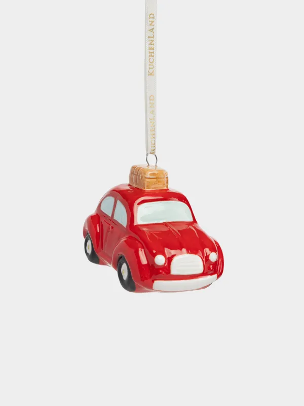 Игрушка елочная, 8x6 см, Машина с чемоданом, Figure christmas, image-1