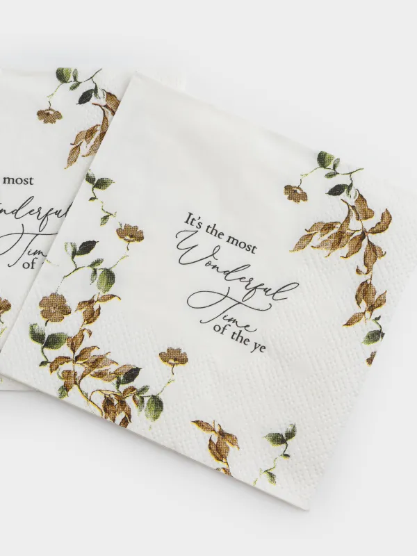 Салфетки бумажные, 21х21 см, 20 шт, квадратные, белые, Осенние цветы, Refined floral, image-4