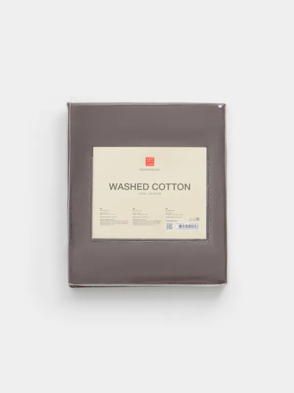Наволочка, коричневая, Washed cotton, image-5