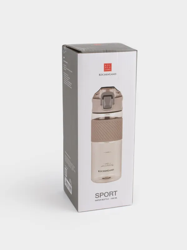 Бутылка для воды, 600 мл, пластик/силикон, бежевая, Sport, image-5