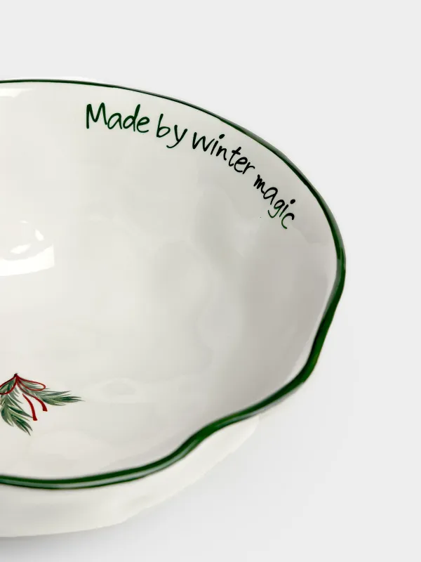 Салатник, 20х7 см, Мишка с елкой, Christmas green, image-2